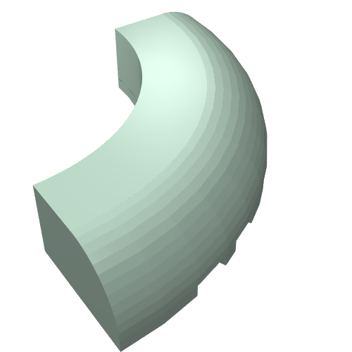 Lego Brick Round Corner 5 x 5 x 1 Curved, Bottom Cut Outs, No Studs, 7 Bottom Tubes / Sand Green