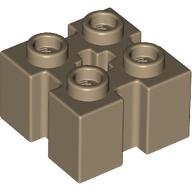 Lego Brick Special 2 x 2 with Grooves and Axle Hole / Dark Tan