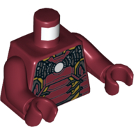 Lego Torso Armor with Silver and Gold Detailing, Light Blue/White Triangle (Arc Reactor) Print (Iron Man), Dark Red Arms and Hands / Dark Red