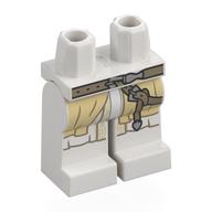 Lego Hips and White Legs with Tan Robe End, Dark Tan Belt, Strap print / White