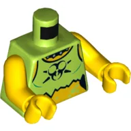 Torso, Halter Top, Torn with Black Toxic Symbol and Studded Collar Print, Yellow Arms and Hands / Lime