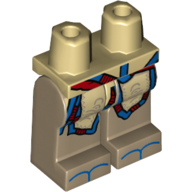 Lego Hips and Dark Tan Legs with Tan Robetails with Red and Blue Trim Print / Tan