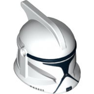 Lego Helmet Clone Trooper Phase 1, with Side Holes, Gray Markings and Black Visor Print / White