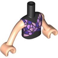 Lego Minidoll Torso Girl with Black Dress, Dark Purple/Lavender Shapes print, Light Nougat Arms and Hands / Black