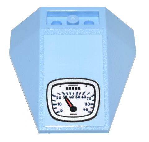 Lego Wedge 4 x 4 Triple Inverted with Connections between 4 Studs with Silver and White Speedometer Pattern (Sticker) - Set 10298