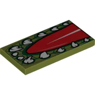 Tile 2 x 4 with Chima Crocodile Mouth and Tongue Print / Olive Green