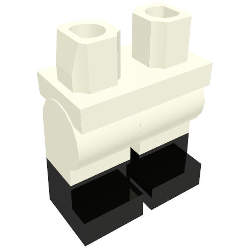 Lego Hips and White Legs with Red Ribbon and Black Boots Print / White