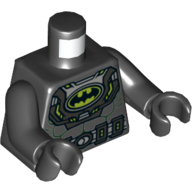 Lego Torso Batman Logo in Lime Oval with Body Armor and Silver Belt Print, Black Arms and Hands / Black