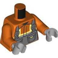 Lego Torso Safety Jacket, Dark Bluish Grey Overalls Print, Reddish Orange Arms, Light Bluish Gray Hands / Reddish Orange