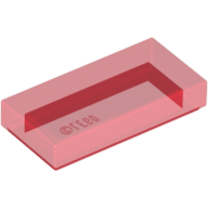 Lego Tile 1 x 2 with Groove / Trans-Red