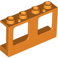 Window 1 x 4 x 2 Plane, Hollow Studs, Single Hole Top and Bottom for Glass / Orange