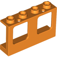 Lego Window 1 x 4 x 2 Plane, Hollow Studs, Single Hole Top and Bottom for Glass / Orange
