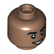 Lego Minifig Head, Smile with Teeth/Scared Open Mouth print / Medium Brown