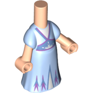 Lego Microdoll Body Long Dress Bright Light Blue with Purple/Medium Blue Decorations, Light Nougat Hands