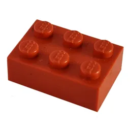 Modulex Brick 2 x 3 with LEGO on Studs / Modulex Red