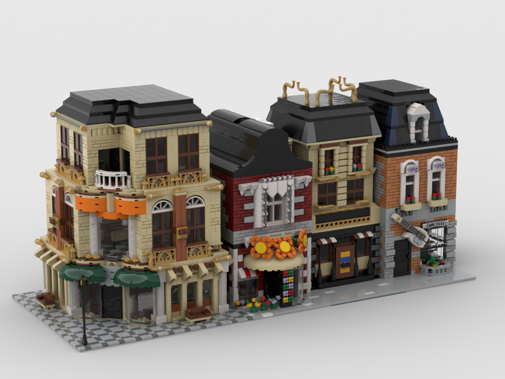 Lego Modular Street Build from 4 MOCs