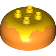 Lego Duplo Brick Round 4 x 4 Dome Top with 2 x 2 Studs - Marbled Yellow 'Frosting' or Rocket Flame