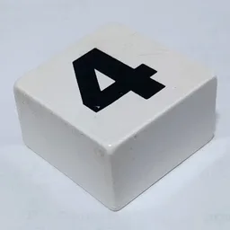 Duplo Tile 2 x 2 x 1 with '4' Print / White