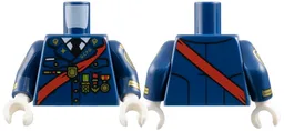 Torso Police Uniform Dress, Red Sash, 'GCPD' and Medals Pattern / Dark Blue Arms with Gold Police Crest and Piping Pattern / White Hands