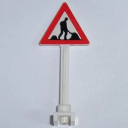 Road Sign Triangle with Roadworks Print - 2 Dirt Piles - Thick Worker