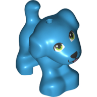 Lego Animal, Dog, Small Standing with Green Eyes, Black Nose, Tongue / [No Color/Any Color]