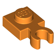 Lego Plate Special 1 x 1 with Clip Vertical [Thick Open O Clip] / Orange
