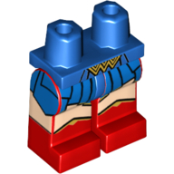 Lego Hips and Red Legs with Gold 'WW' Buckle, Blue Skirt, Light Nougat Legs and Boots Print (Wonder Woman) / Blue