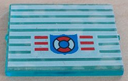 Lego Glass for Window 1 x 4 x 3 with 9 White Stripes and Coast Guard Pattern (Sticker) - Set 6338