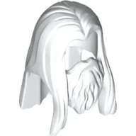 Hair with Beard, Long Straight with Centre Part / White