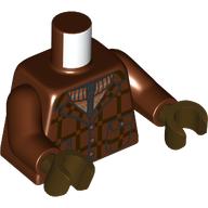 Lego Torso, Coat, Dark Brown Plaid, Pockets, Orange Sweater, Zipper print, Reddish Brown Arms, Dark Brown Hands / Reddish Brown