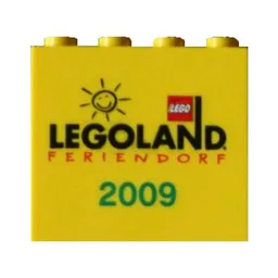 Brick 2 x 4 x 3 with 'LEGOLAND FERIENDORF 2009' Print / Yellow
