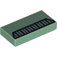 Tile 1 x 2 with Black and Silver Grille Print / Sand Green