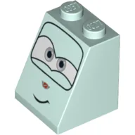 Brick Sloped 65° 2 x 2 x 2 with Eyes, Gray and Crooked Smile Print