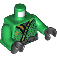 Lego Torso Robe with Diamonds and Black and Lime Trim, Tied Black Belt Print (Lloyd), Green Arms, Black Hands / Green