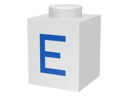 Brick 1 x 1 with Blue E Print