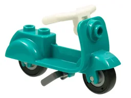 Scooter with Dark Bluish Gray Stand, White Angular Handlebars, and Light Bluish Gray Wheels