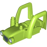 Duplo Car Body Tractor with 2 Studs, Exhaust Pipe with Grill, White Headlights Print / Lime
