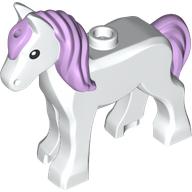 Lego Animal, Foal, Long Mane, Lavender Tail, Black Eyes print / White