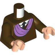 Lego Torso, Jacket, Lavender Turban Wrappings, White Shirt, Black Tie print, Dark Brown Arms, Light Nougat Hands / Dark Brown