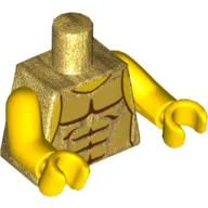 Torso, Armor with Gold Plates with Muscles Outline Print, Yellow Arms and Hands / Pearl Gold