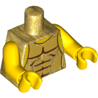 Lego Torso Armor with Gold Plates with Muscles Outline Print, Yellow Arms and Hands / Pearl Gold