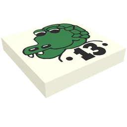 Tile 2 x 2 with Fabuland Crocodile Print / White