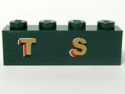 Brick 1 x 4 with Gold 'T S' Pattern (Sticker) - Set 10194