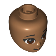 Lego Minidoll Head Reddish Brown Eyes print / Medium Nougat