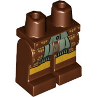 Lego Hips and Reddish Brown Legs with Sand Green Dress, Robetails with Orante Gold Design, Yellow Knees Print / Reddish Brown