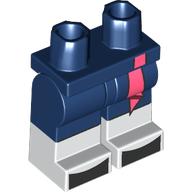 Lego Hips with Dark Blue Legs and White Boots Pattern, Black Toes, Coral Strand print / Dark Blue