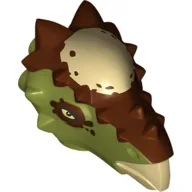 Animal Body Part, Dinosaur, Stygimoloch Head with Reddish Brown Markings Print / Olive Green