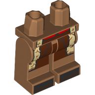 Lego Hips and Medium Nougat Legs with Coat End, Tan Fur, Reddish Brow Lapels, Chains print