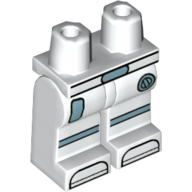 Lego Hips and White Legs with Metallic Blue Belt Buckle, Pocket, Knee Straps print / White