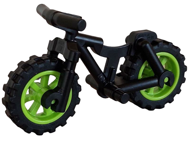 Lego Bicycle Heavy Mountain Bike with Handlebars with Lime Wheels and Black Tires (36934 / 50862 / 50861)